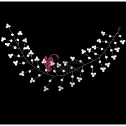Accesoriu modern pentru decor par WED08F Argintiu cu cristale si perle de 35cm